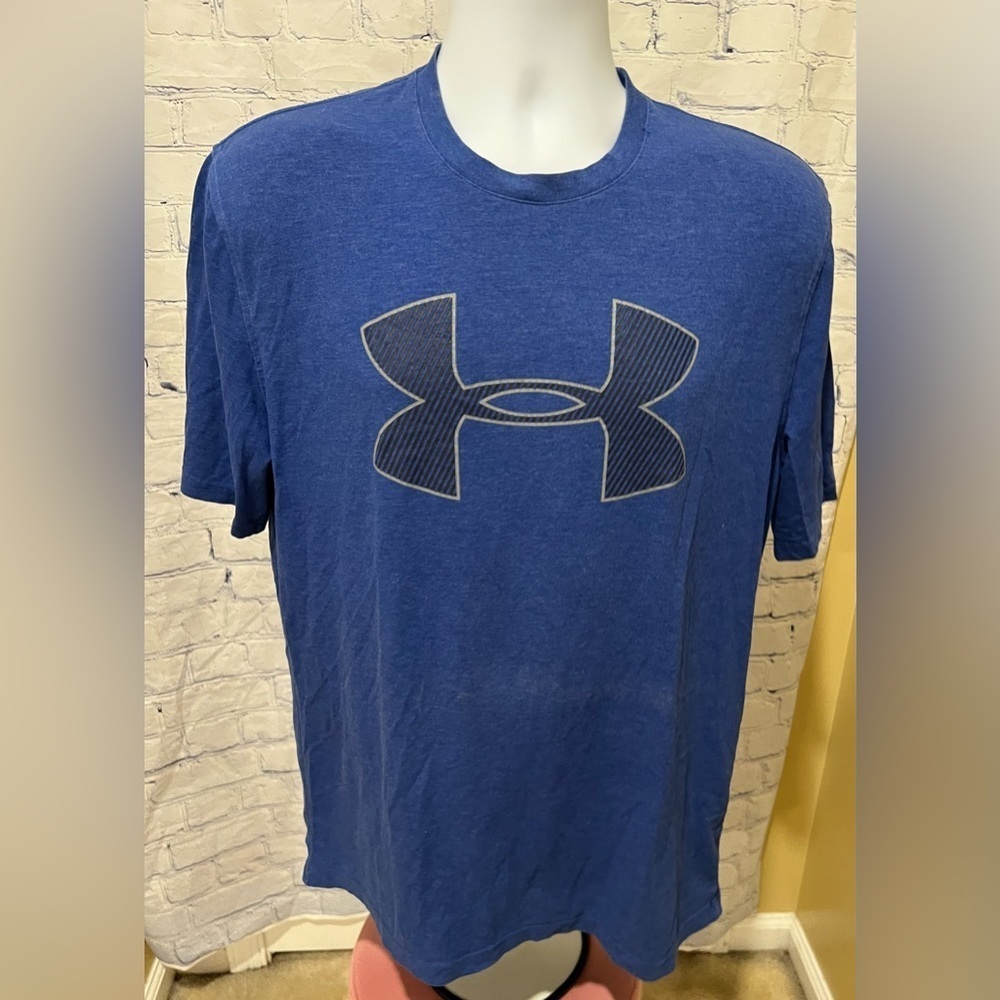 Under Armour Big Logo Blue T-Shirt Men Size Medium